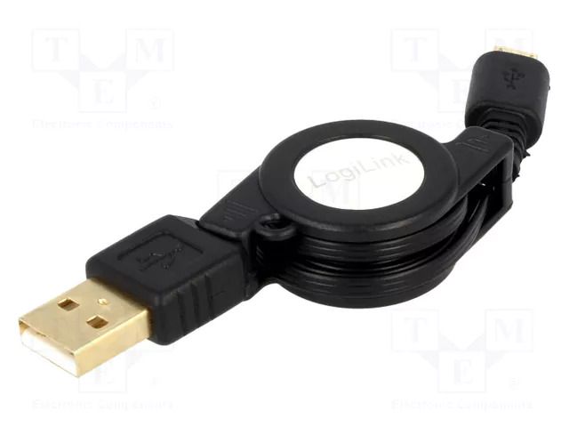Cable; USB 2.0,rolled; USB A plug,USB B micro plug; gold-plated LOGILINK CU0090