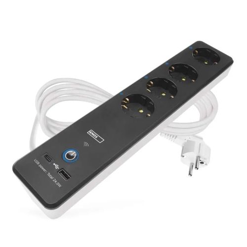 GoSmart extension cord 2 m / 4 sockets / switch  / with USB / white-black / PVC / 1.5 mm2, EMOS P1422SM