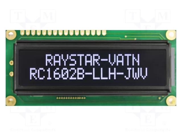 Display: LCD; alphanumeric; VA Negative; 16x2; 80x36x13.2mm; LED RAYSTAR OPTRONICS RC1602B4-LLH-JWV