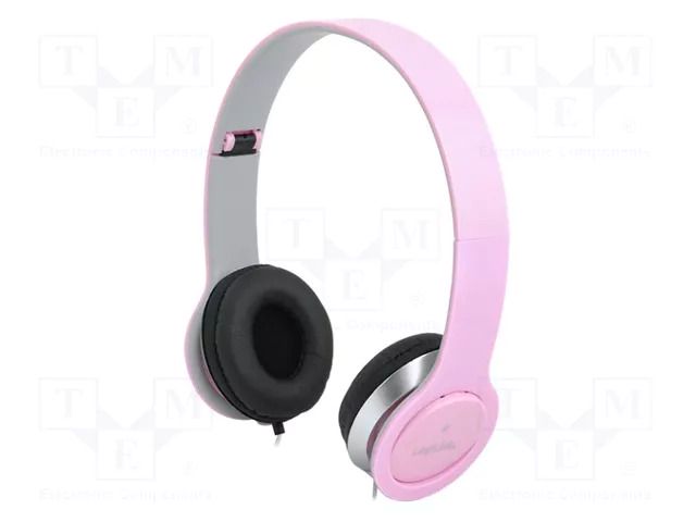 Headphones with microphone; pink; Jack 3,5mm; 1.2m; 20÷20000Hz LOGILINK HS0032