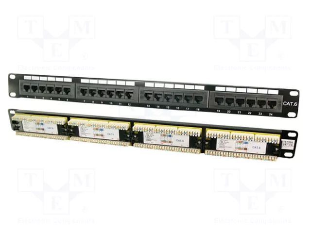 Patch panel; black; Number of ports: 24; Cat: 6; RJ45 socket x24 LOGILINK NP0004
