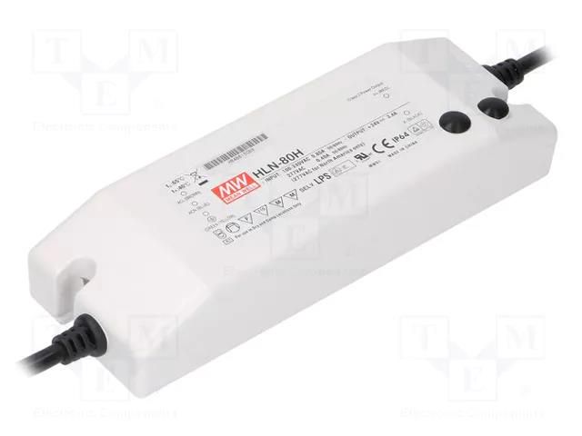 Power supply: switching; LED; 82.8W; 36VDC; 1.38÷2.3A; 90÷305VAC MEAN WELL HLN-80H-36A