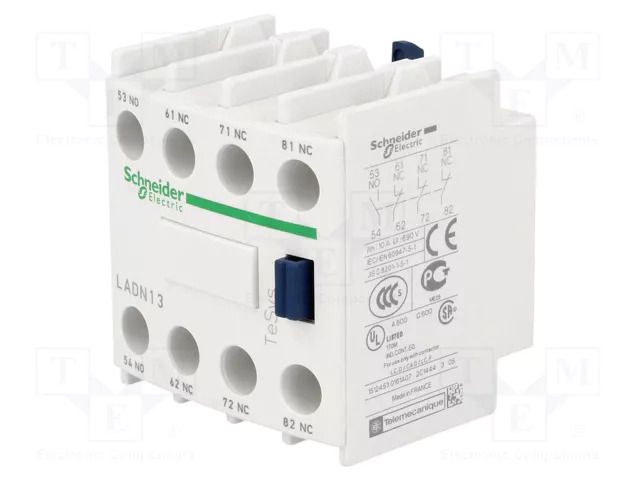 Auxiliary contacts; Leads: screw terminals; front; TeSys D SCHNEIDER ELECTRIC LADN13