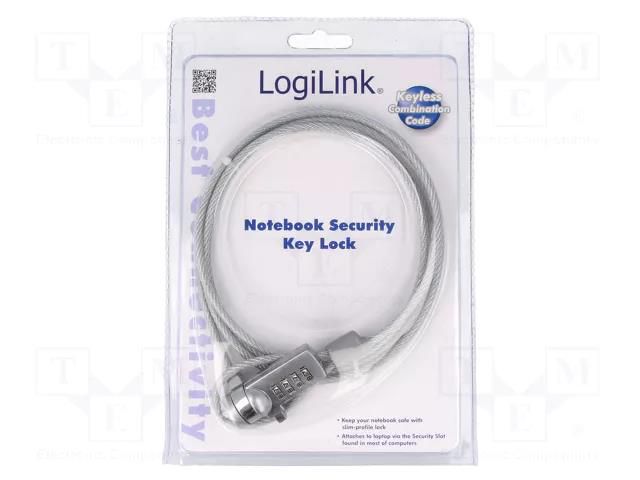 Security wire; silver; Features: cipher security; 1.5m LOGILINK NBS002
