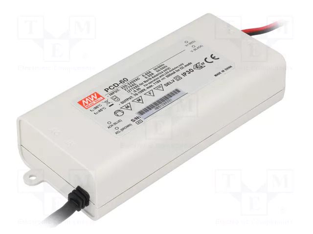 Power supply: switching; LED; 60.2W; 25÷43VDC; 1400mA; 180÷295VAC MEAN WELL PCD-60-1400B