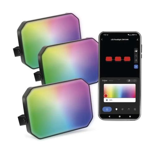 GoSmart outdoor LED spotlight, starter kit, 3 pieces, 14 W, RGBIC dimmable, WiFi, EMOS ZIW184R 8592920136935