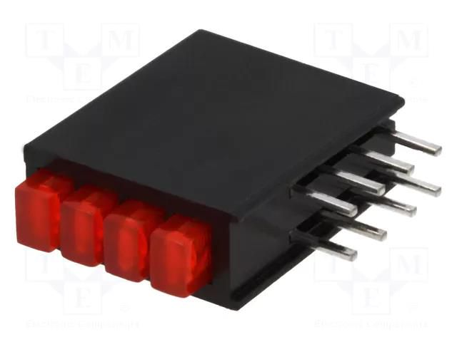 LED; in housing; No.of diodes: 4; red; 20mA; Lens: red,diffused KINGBRIGHT ELECTRONIC L-914CK/4IDT