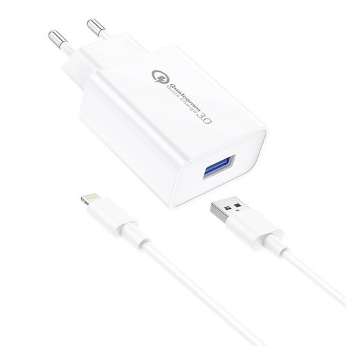 Foneng EU13 18W Wall Charger + USB to Lightning Cable, 3A (White), Foneng EU13 iPhone