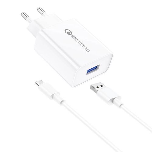 Wall Charger Foneng EU13 18W + USB to Micro USB Cable, 3A (White), Foneng EU13 Micro