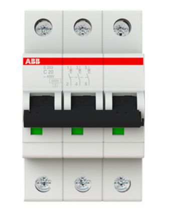 S203-C20 Miniature Circuit Breaker - 3P - C - 20 A 2CDS253001R0204