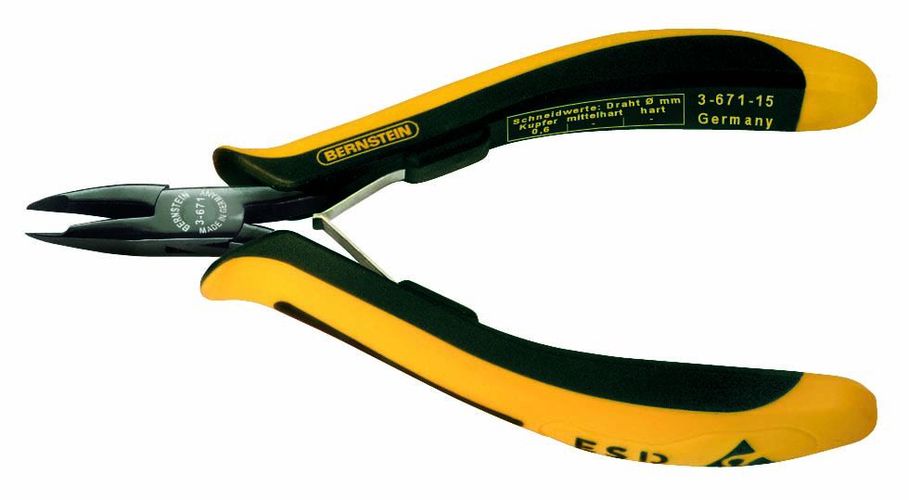 End cutters EUROline-Conductive, 130 mm, without side face, dissipative bicoloured handguard 3-671-15