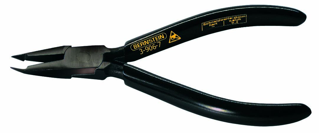 ESD End cutters, 125 mm, without side face, burnished, dissipative black dip insulation 3-906-7