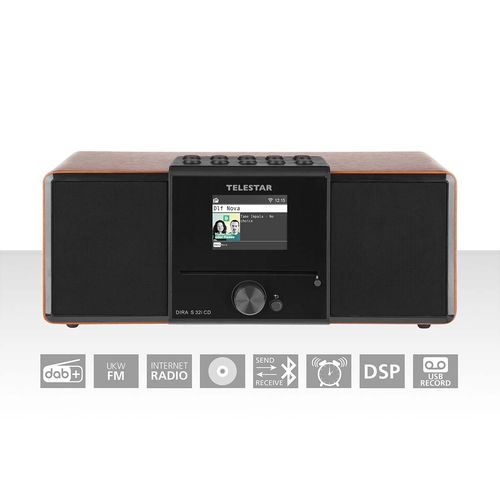 DIRA S32i CD EWF Multifunctional Stereo Radio with CD Player DAB+ / FM / Internet / Bluetooth Wood 30-320-01 4024035320106