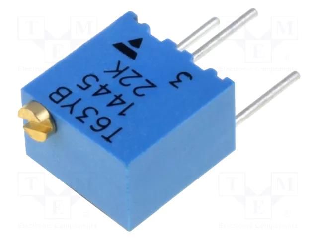 Potentiometer: mounting; 22kΩ; 250mW; No.of mech.turns: 15±5; ±10% VISHAY T63YB22K