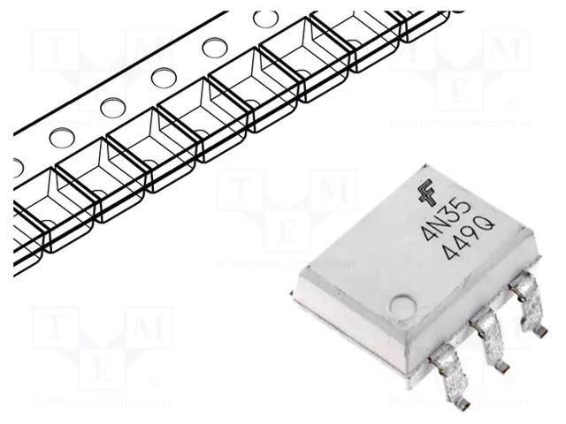 Optocoupler; SMD; Ch: 1; OUT: transistor; 7.5kV; CTR@If: 100%@10mA ONSEMI 4N35SR2M