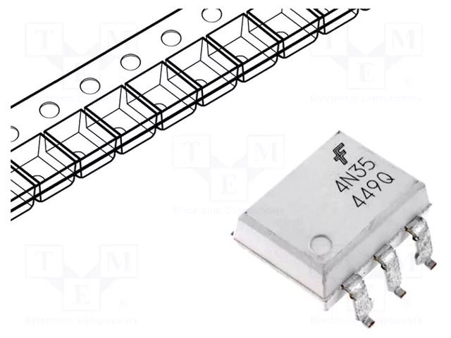 Optocoupler; SMD; Ch: 1; OUT: transistor; 7.5kV; CTR@If: 100%@10mA ONSEMI 4N35SR2M
