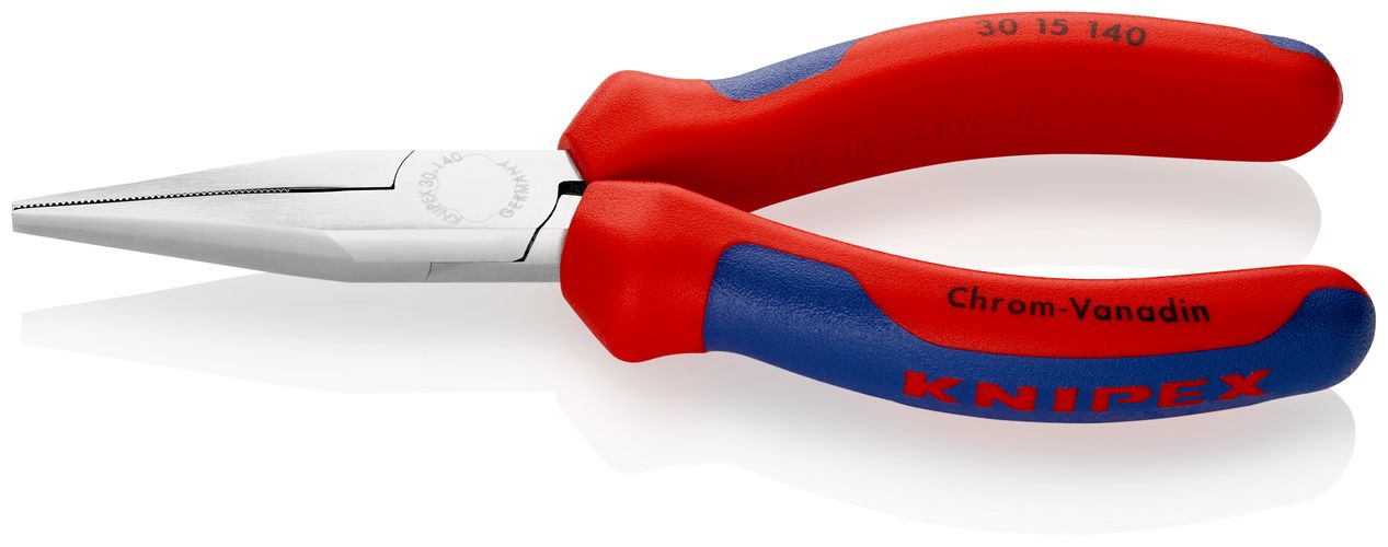 KNIPEX 30 15 140 Long Nose Pliers with multi-component grips chrome-plated 140 mm 30 15 140 4003773042914