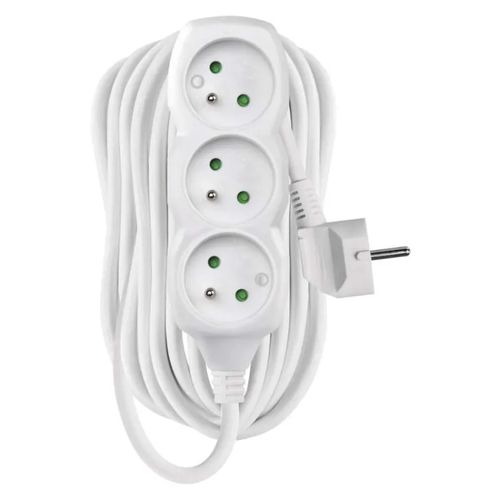 Extension Cord 10 m / 3 sockets / white / PVC / 1 mm2, EMOS P0310 8595025301031