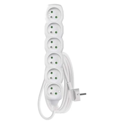 Extension Cord 3 m / 6 sockets / white / PVC / 1 mm2, EMOS P0613 8595025309563