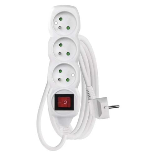 Extension Cord 3 m / 3 sockets / switch / white / PVC / 1 mm2, EMOS P1313 8595025301451