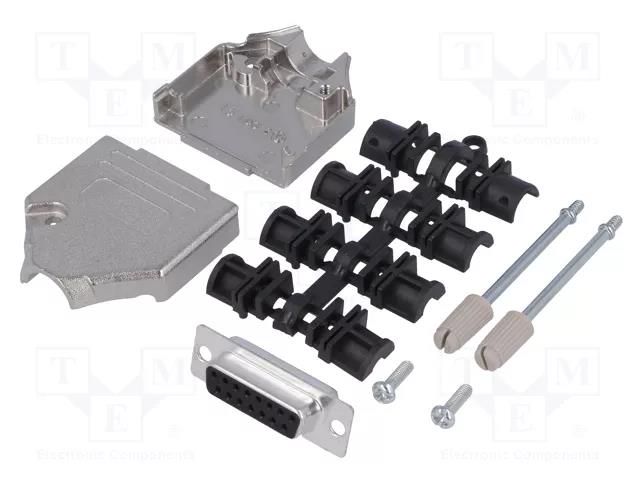 Connector: D-Sub; PIN: 15; plug; female; straight; soldering MH CONNECTORS MHDTZK15-DB15S-K