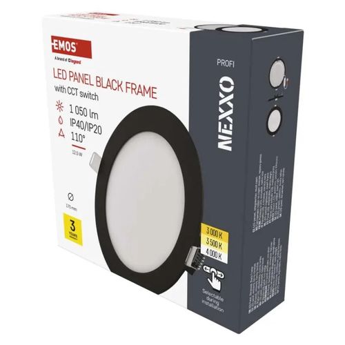 LED recessed luminaire NEXXO, round, black, 12.5W, with change CCT, EMOS ZD1333 8592920108680