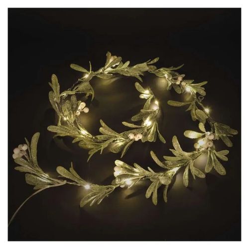 LED Christmas garland - mistletoe, 1.5 m, 3x AA, indoor, warm white, timer, EMOS DCTW27 8592920147252