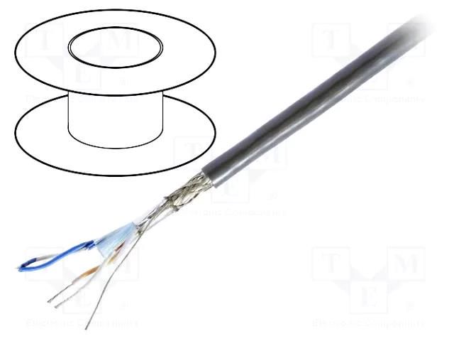 Wire; 2x2x22AWG; RS232,RS485; stranded; Cu; PVC; chrome; 305m; 30V BELDEN 8132.0601000