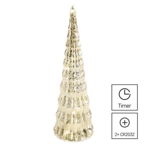 LED Christmas glass tree, 27 cm, 2x CR2032, indoor, warm white, timer, EMOS DCLW30 8592920135082
