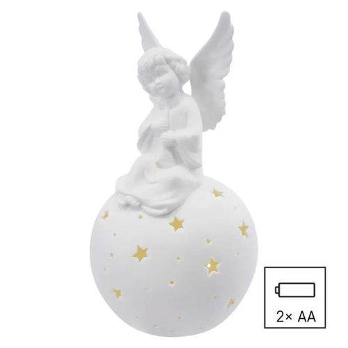 LED ceramic angel, 29 cm, 2x AA, indoor, warm white, EMOS DCLW33 8592920135143