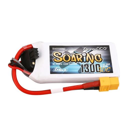 Battery Gens Ace G-Tech Soaring 1300mAh 7.4V 30C 2S1P XT60, Gens ace GEA132S30X6GT