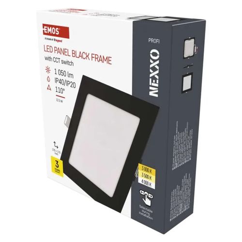 LED recessed luminaire NEXXO, square, silver, 12.5W, with change CCT, EMOS ZD2333 8592920109151
