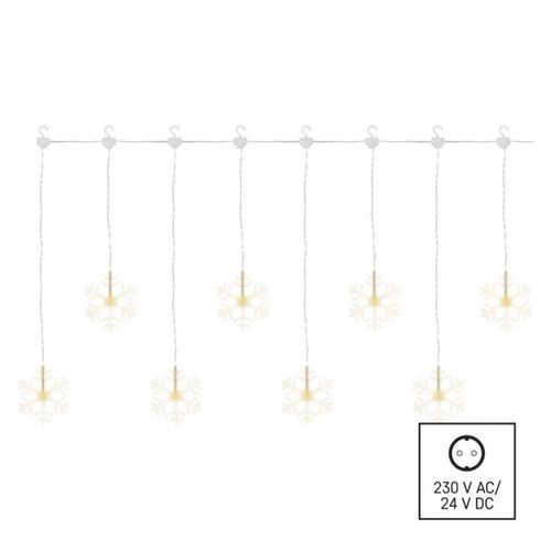 LED Christmas curtain – snowflakes, 84 cm, indoor, warm white, EMOS DCGW06 8592920104453