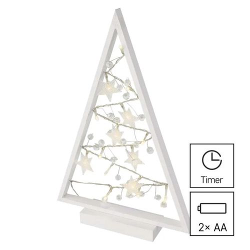 LED decoration – glowing tree with decorations, 40 cm, 2x AA, indoor, warm white, timer, EMOS DCWW27 8592920110928