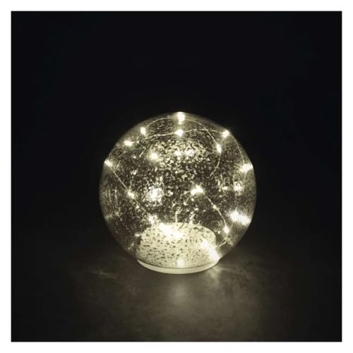 LED Christmas glass bauble - gold, 15 cm, 3x AA, indoor, warm white, timer, EMOS DCLW35 8592920148174