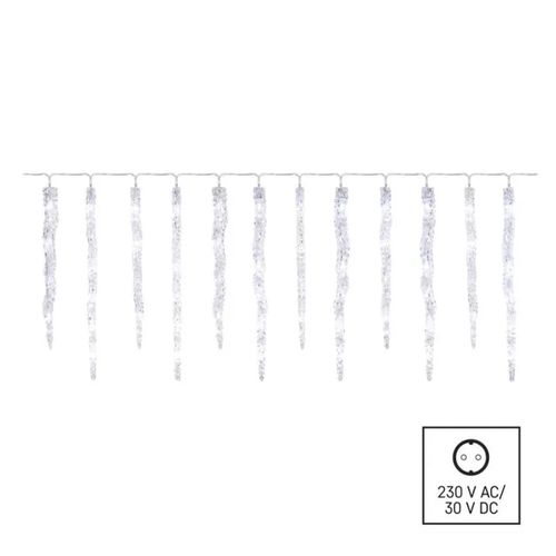 LED Christmas garland – icicles, 12 pcs, 3.6 m, indoor and outdoor, cool white, EMOS DCPC07 8592920099353