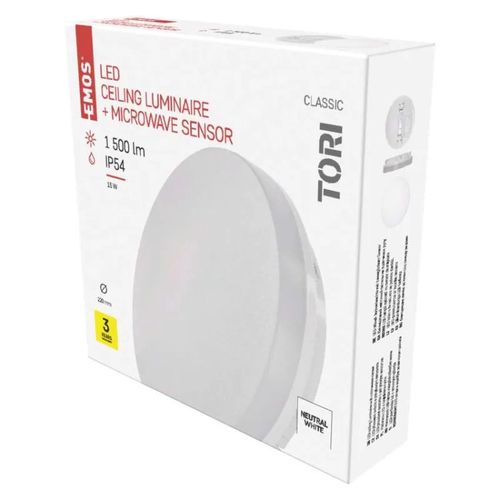 LED Ceiling lamp Tori, round 15W neutral white + mot. sensor, EMOS ZM4328 8592920108208