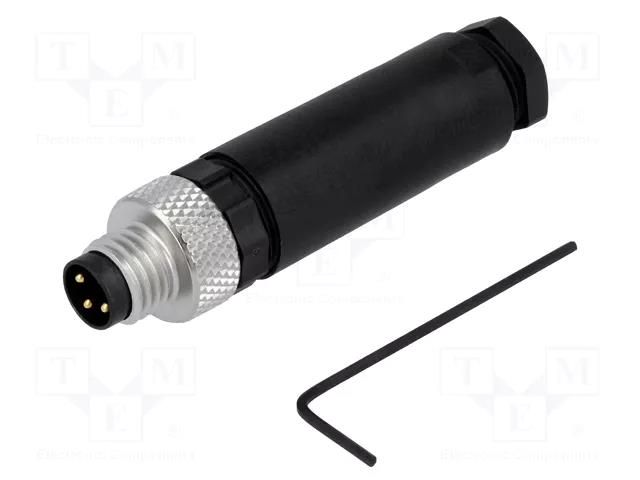 Connector: M8; male; PIN: 3; straight; for cable; plug LUMBERG AUTOMATION RSMCK3