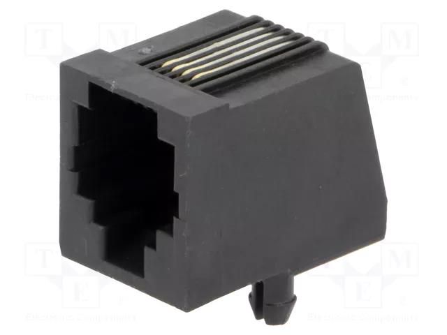 Connector: RJ11; socket; PIN: 4; 6p4c; THT; angled MH CONNECTORS MHRJJ64NFRA