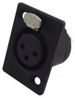 SOCKET, XLR, PANEL, BLACK, 3POLE NC3FP-B-1