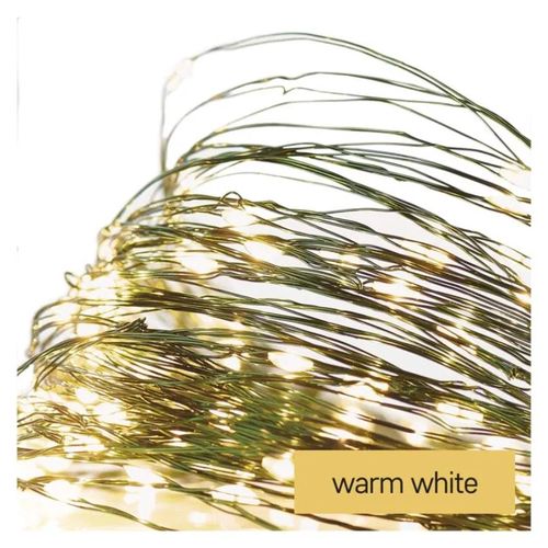 LED Christmas nano chain, green, 15 m, outdoor and indoor, warm white, timer, EMOS D3AW05 8592920095126