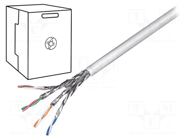 Wire; S/FTP; 4x2x23AWG; 6; wire; CCA; Insulation: PVC; grey; 305m GOOBAY S/FTP6-SCCA-305