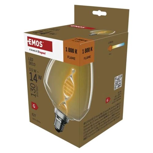 LED Bulb DECO S123 / E27 / 3,5 W (14 W) / 130 lm / flame, EMOS Z59D01 8592920148624
