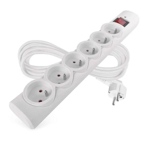 Surge protector – 6 sockets, 5 m, white, EMOS P54017 8592920146019
