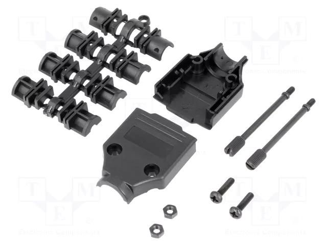 Enclosure for connectors: D-Sub; straight; unshielded; UNC 4-40 MH CONNECTORS MHDTPPK9-K