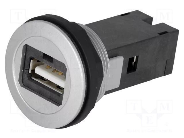 USB socket; 22mm; har-port; Ø22.3mm; IP20; silver; USB 2.0 A/A HARTING 09454521901