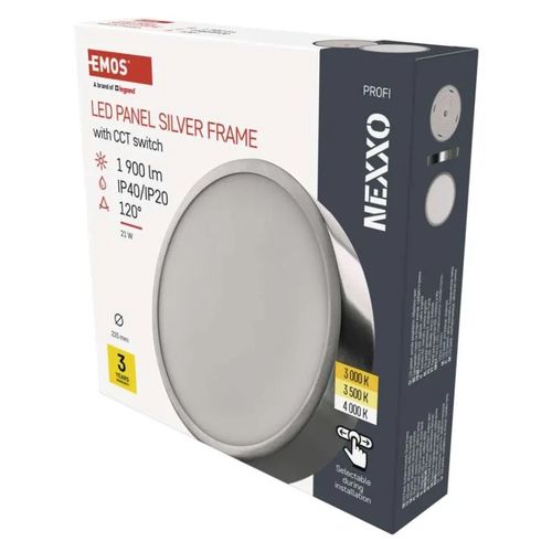 LED surface luminaire NEXXO, round, silver, 21W, with change CCT, EMOS ZM5243 8592920109403
