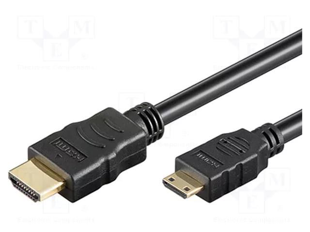 Cable; HDMI plug,mini HDMI plug; PVC; Len: 3m; black; HDMI 1.4 Goobay MC.1910.1112.030BK