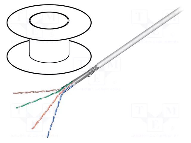 Wire; SF/UTP; 4x2x26AWG; 5e; stranded; Cu; Insulation: PVC; grey GOOBAY SF/UTP5-FCU-100