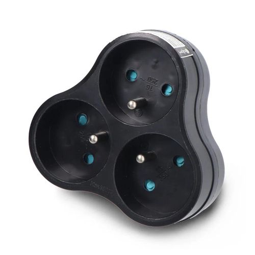 Electrical splitter - 3 grounded sockets - black - DPM P903B DPM-24088 5906881219409